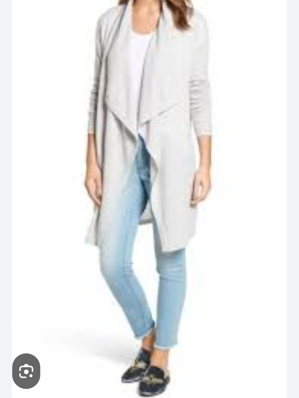 Halogen Womens Cashmere Cardigan Sweater Open Front Gray Minimalist Size Xlarge